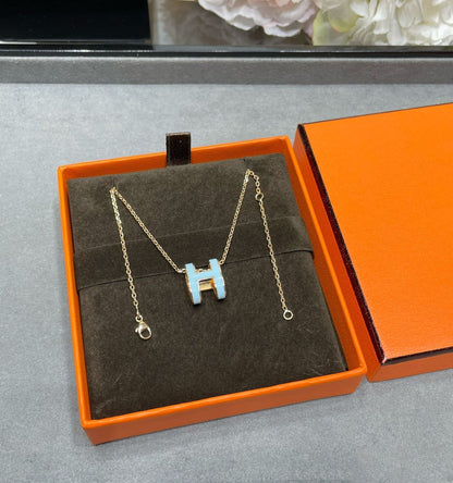 [Dawnora Jewelry]POP H SKY BLUE NECKLACE