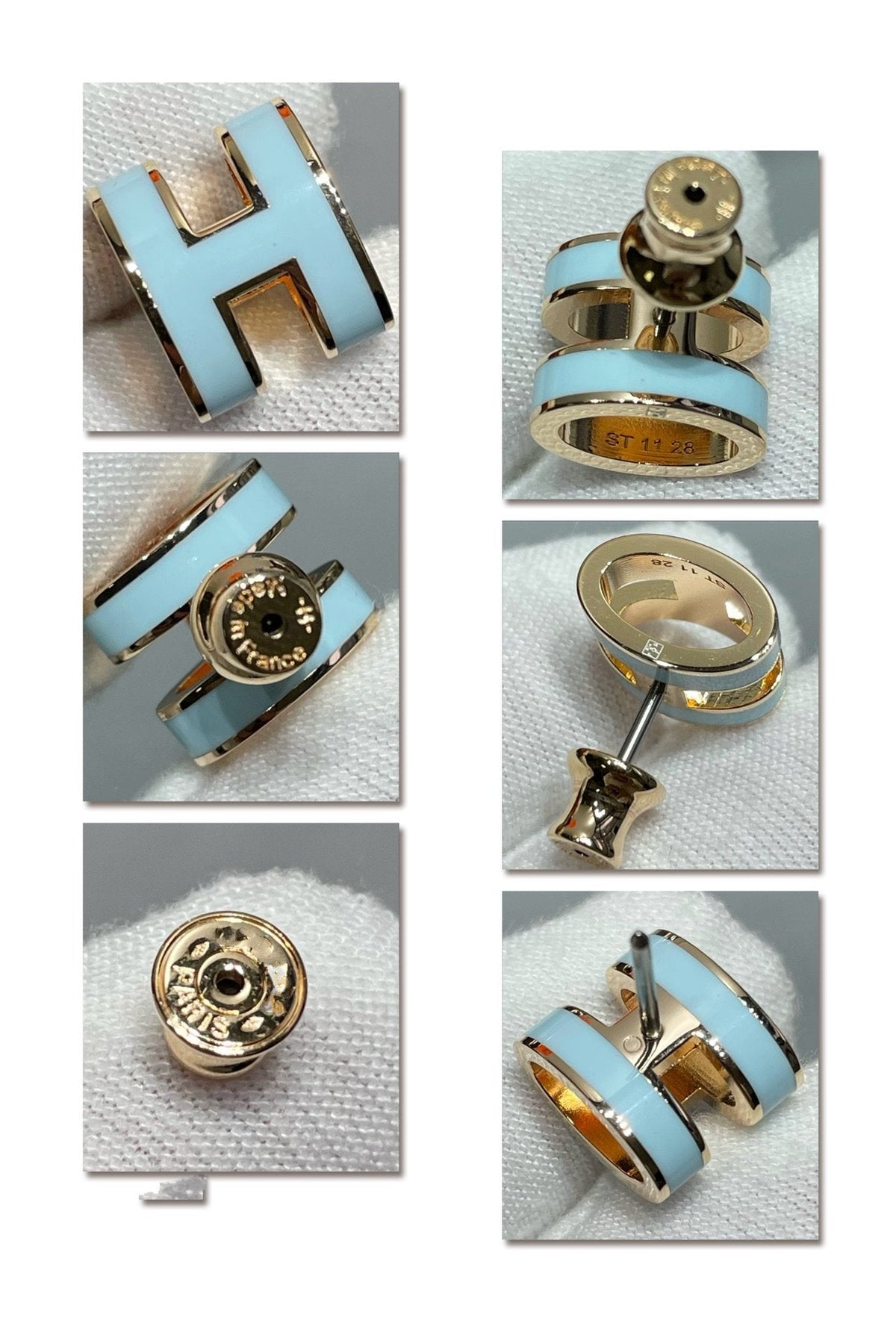 [Dawnora Jewelry]POP H SKY BLUE STUD EARRINGS