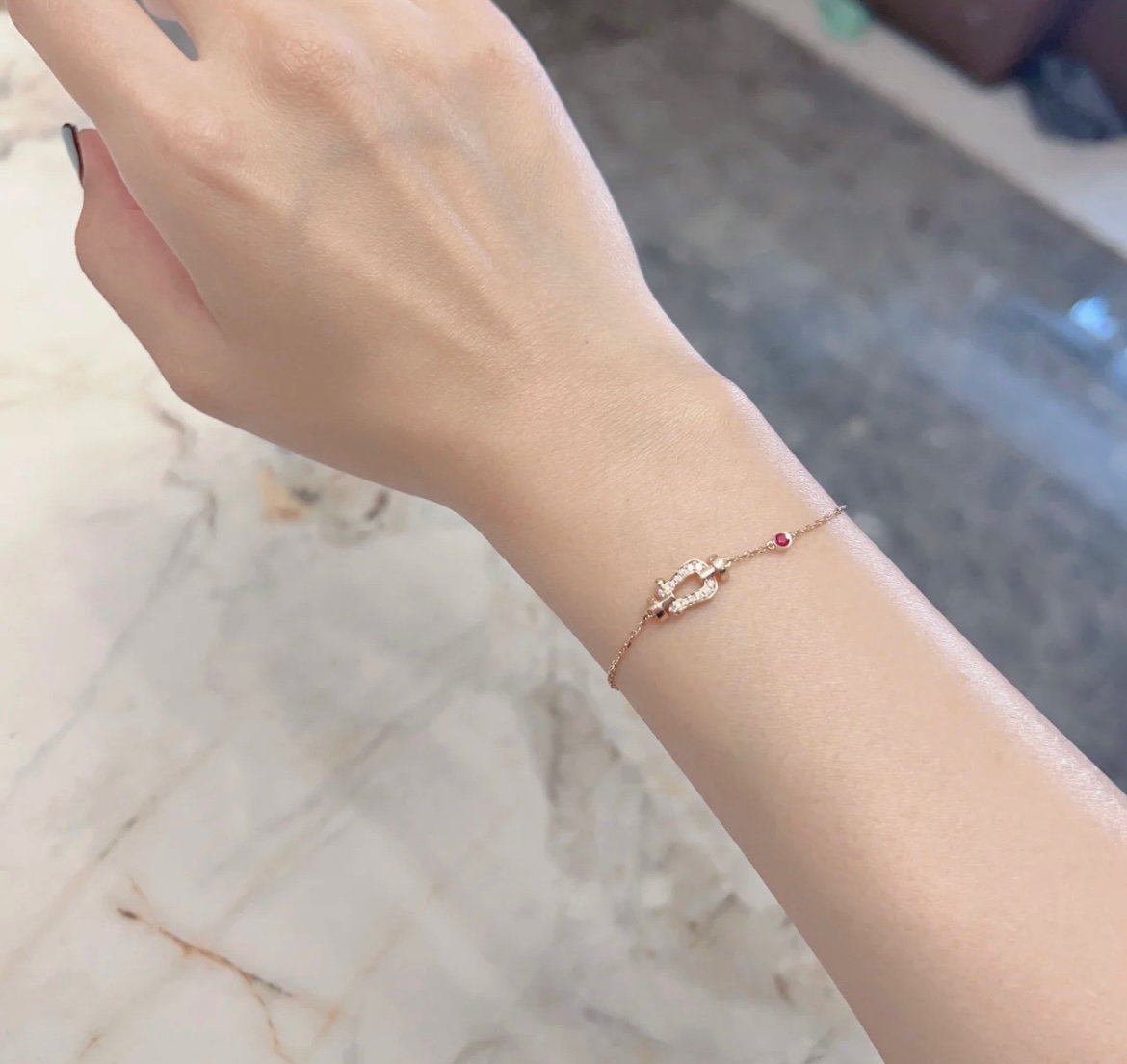 [Dawnora Jewelry]FORCE 10 DIAMOND CHAIN LINK PINK GOLD BRACELET