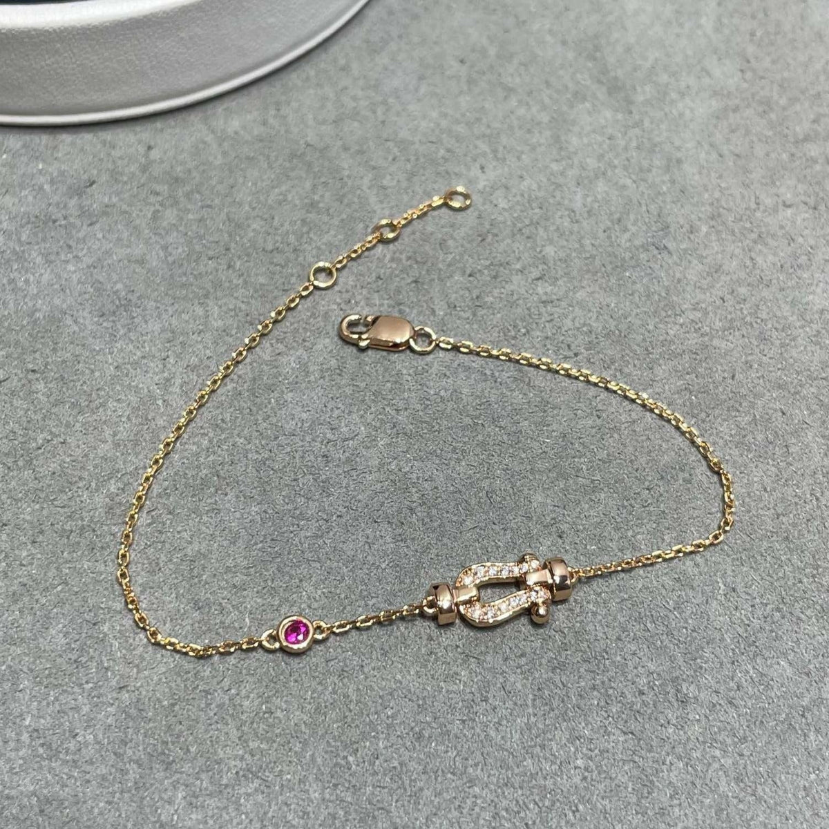 [Dawnora Jewelry]FORCE 10 DIAMOND CHAIN LINK PINK GOLD BRACELET