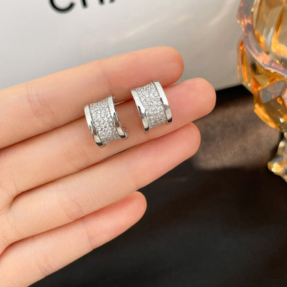 [Dawnora Jewelry]ZERO 1 DIAMOND PAVED EARRINGS