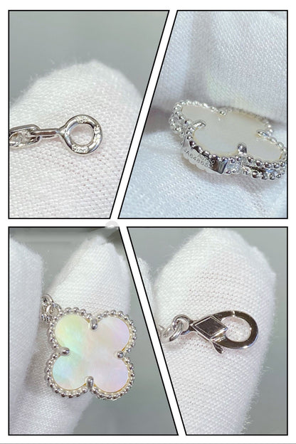 [Dawnora Jewelry]CLOVER 5 MOTIF WHITE MOP SILVER BRACELET