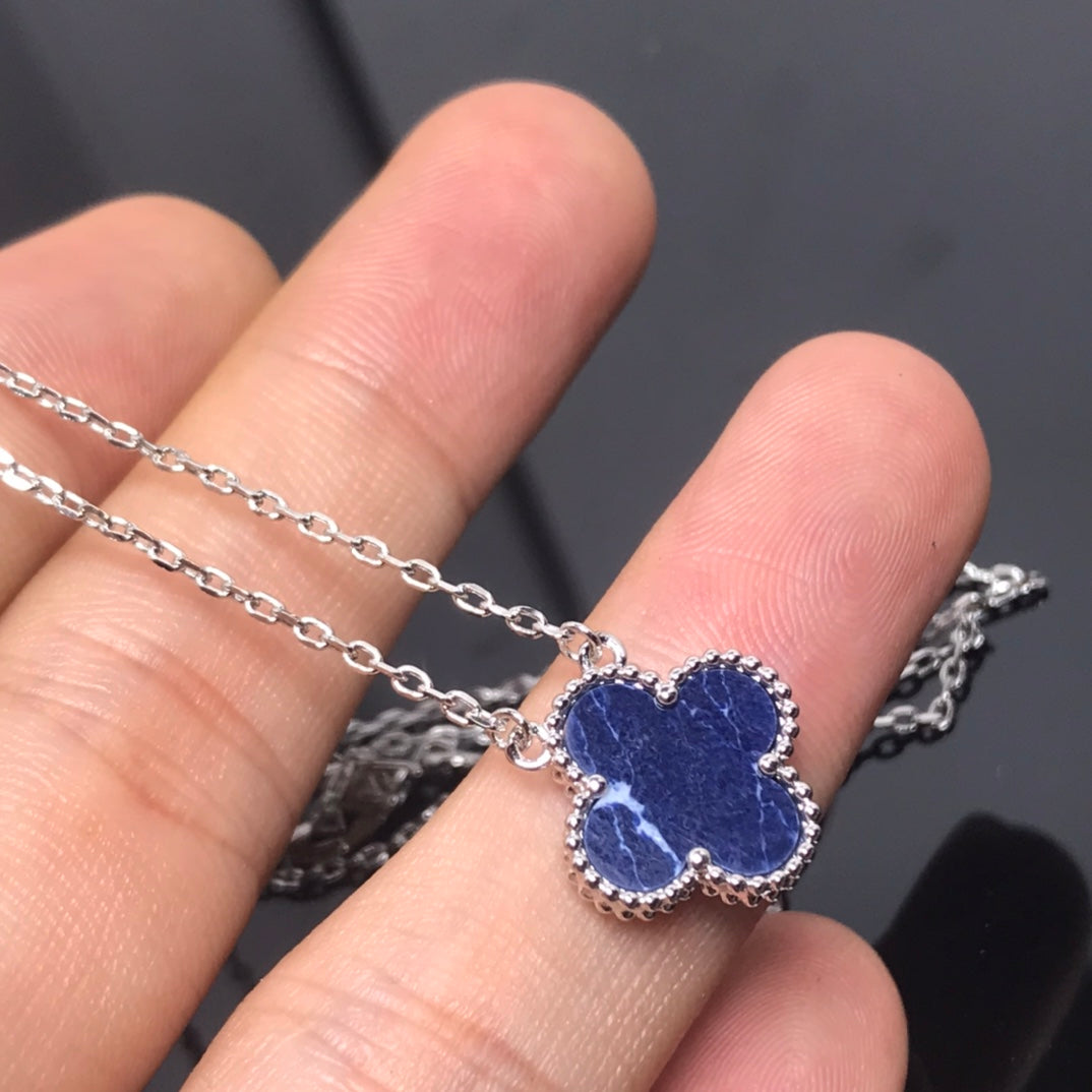 [Dawnora Jewelry]CLOVER PIETERSITE SILVER LONG NECKLACE