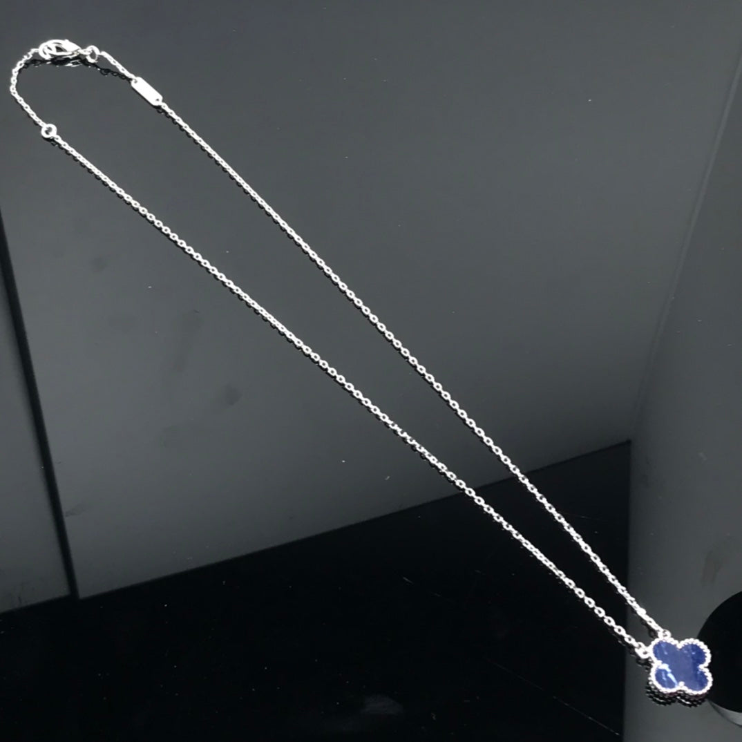 [Dawnora Jewelry]CLOVER PIETERSITE SILVER LONG NECKLACE