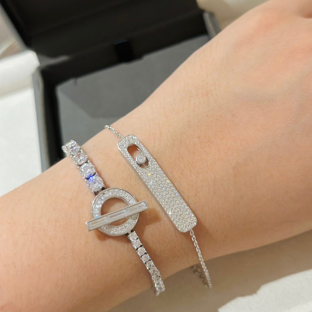 [Dawnora Jewelry]MOVE CLASSIQUE DIAMOND PAVED BRACELET(Adjustable)