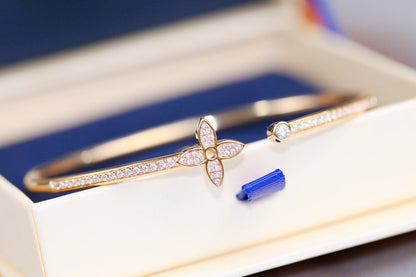 [Dawnora Jewelry]IDYLLE PINK GOLD OPEN BRACELET DIAMOND PAVED