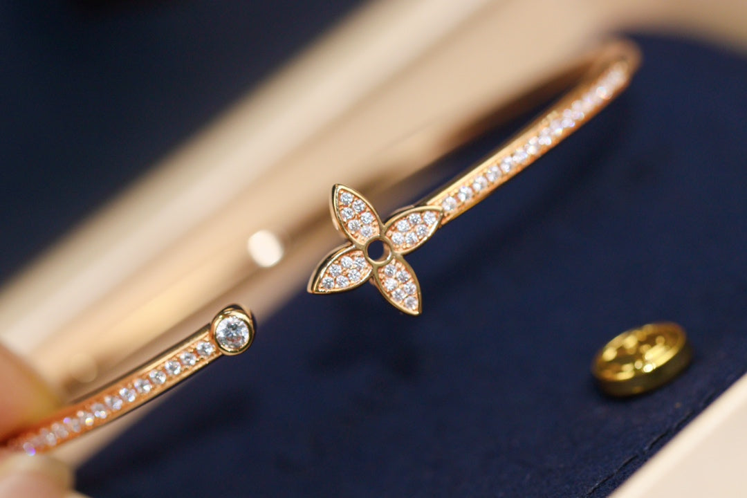 [Dawnora Jewelry]IDYLLE PINK GOLD OPEN BRACELET DIAMOND PAVED