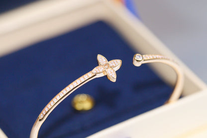 [Dawnora Jewelry]IDYLLE PINK GOLD OPEN BRACELET DIAMOND PAVED