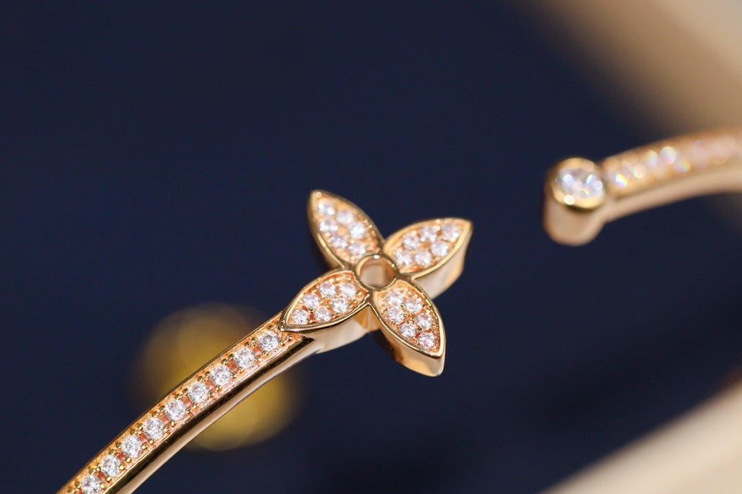 [Dawnora Jewelry]IDYLLE PINK GOLD OPEN BRACELET DIAMOND PAVED