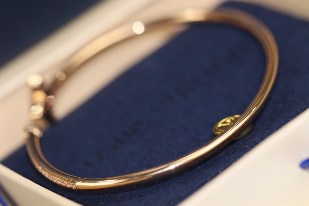[Dawnora Jewelry]IDYLLE PINK GOLD OPEN BRACELET DIAMOND PAVED