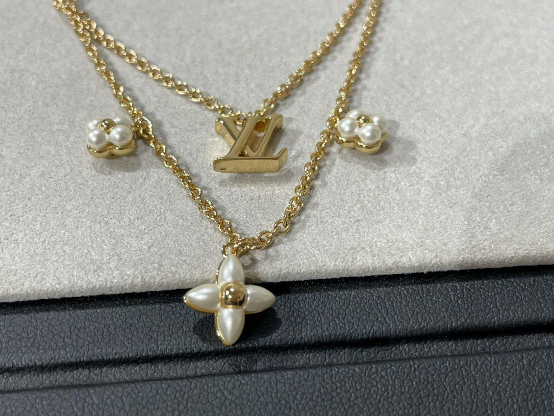 [Dawnora Jewelry]FLOWERGRAM GOLD MOP DOUBLE ROW NECKLACE