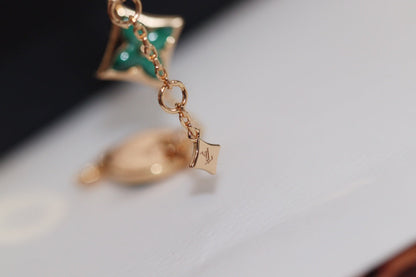 [Dawnora Jewelry]STAR AND SUN 4 MOTIF PINK GOLD MALACHITE BRACELET