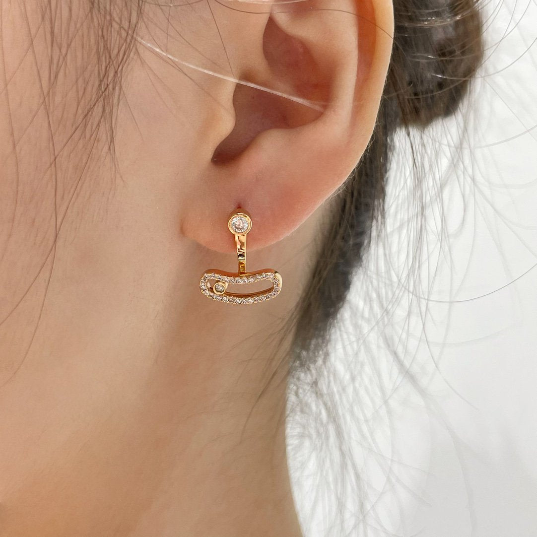 [Dawnora Jewelry]MOVE UNO PINK GOLD DIAMOND EARRINGS