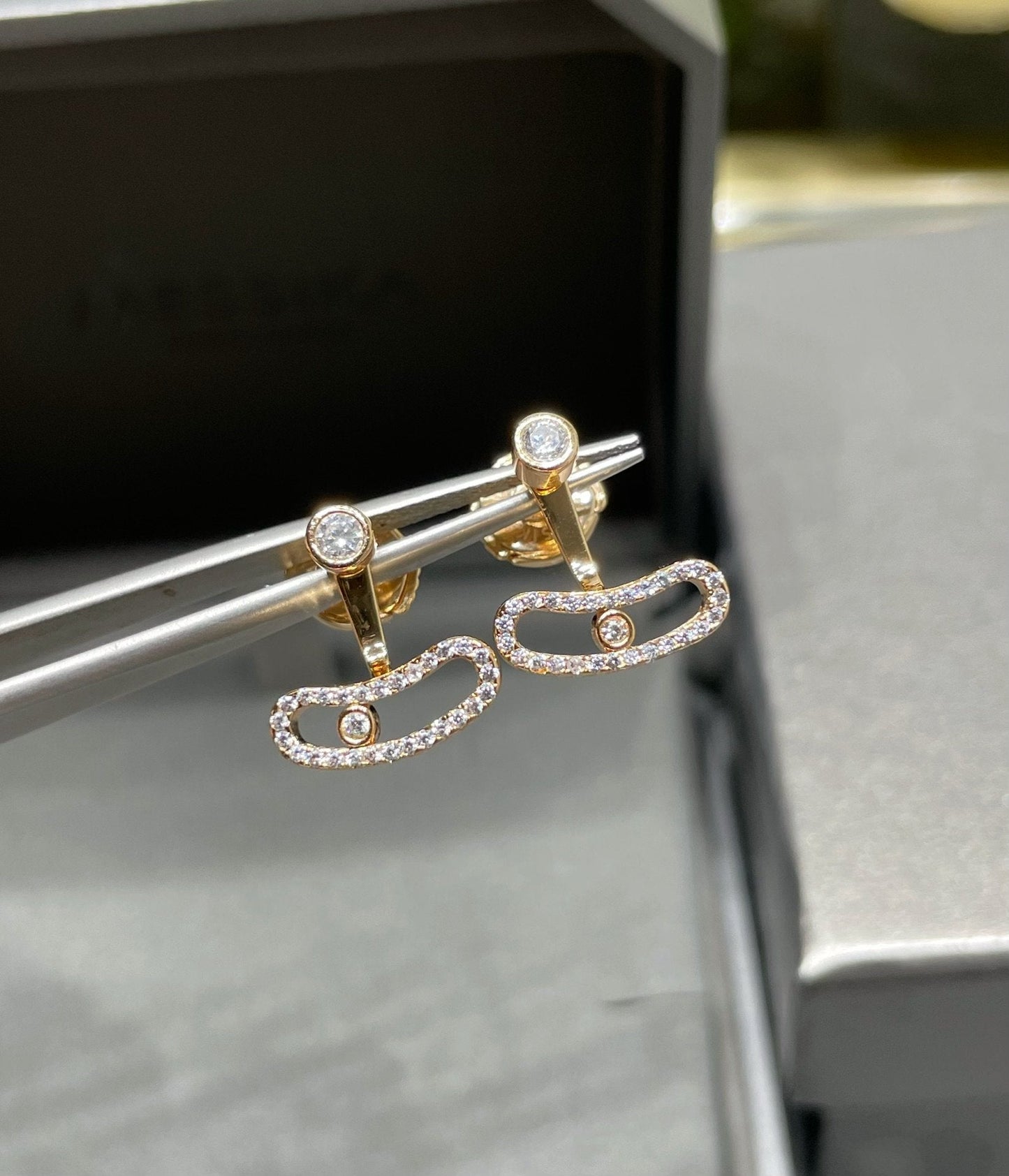 [Dawnora Jewelry]MOVE UNO PINK GOLD DIAMOND EARRINGS