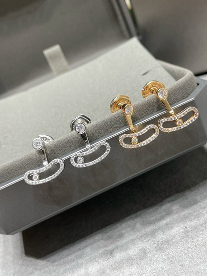 [Dawnora Jewelry]MOVE UNO PINK GOLD DIAMOND EARRINGS