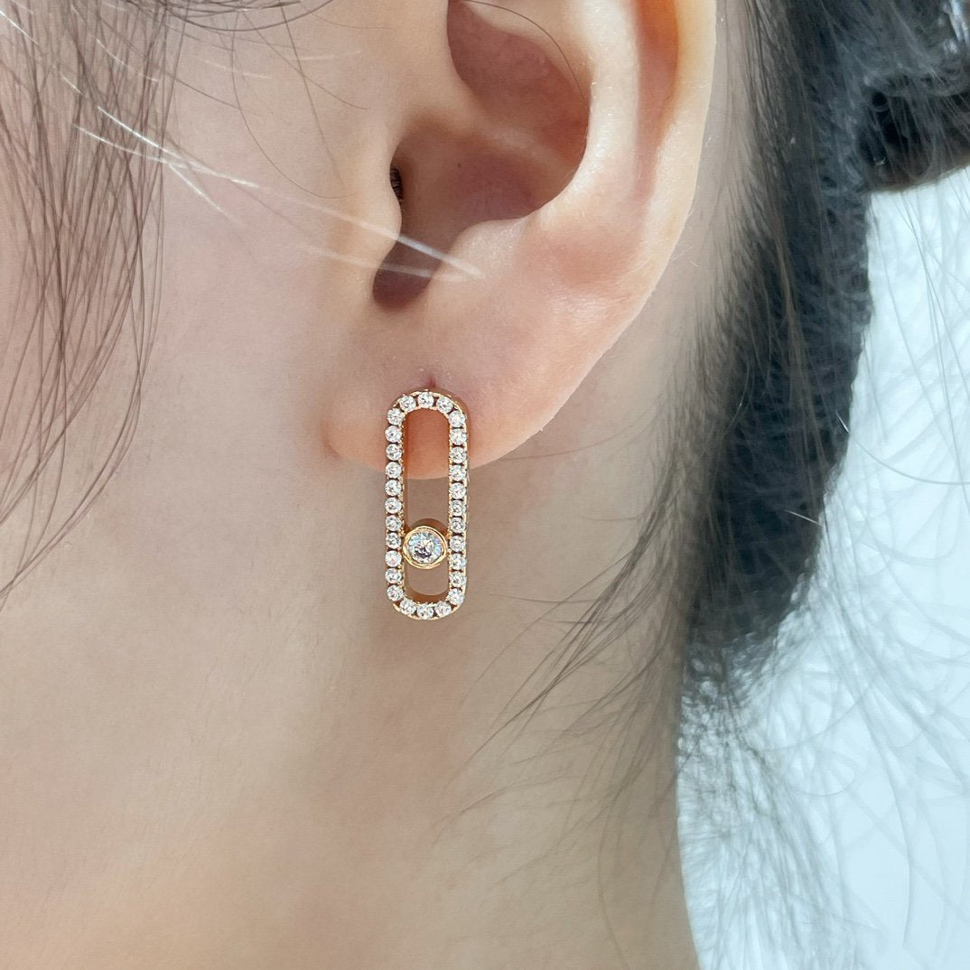 [Dawnora Jewelry]MOVE UNO STUD DIAMOND PAVED EARRINGS