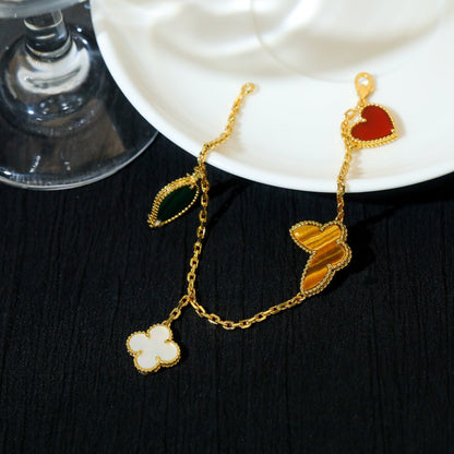 [Dawnora Jewelry]LUCKY SPRING 5 MOTIF GOLD BRACELET