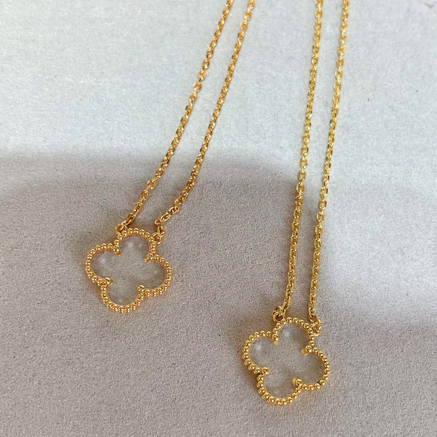 [Dawnora Jewelry]CLOVER ROCK CRYSTAL ROSE GOLD NECKLACE