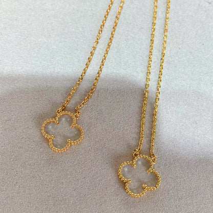 [Dawnora Jewelry]CLOVER ROCK CRYSTAL ROSE GOLD NECKLACE