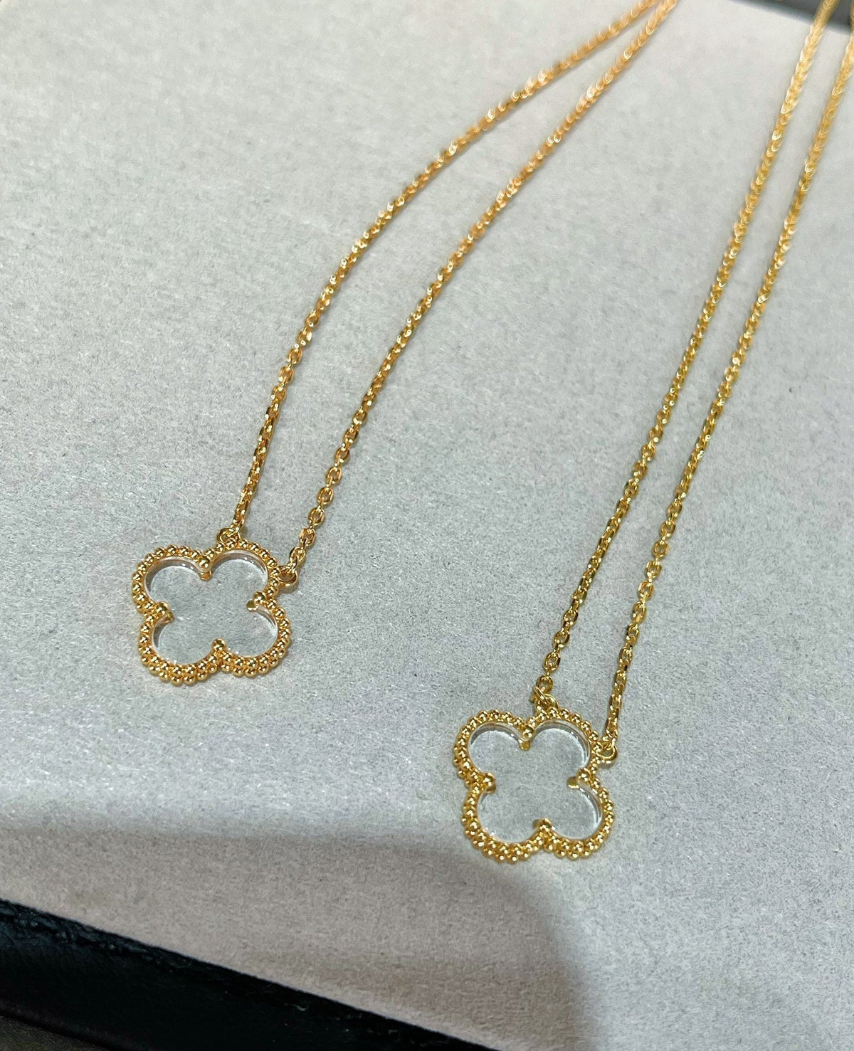 [Dawnora Jewelry]CLOVER ROCK CRYSTAL ROSE GOLD NECKLACE