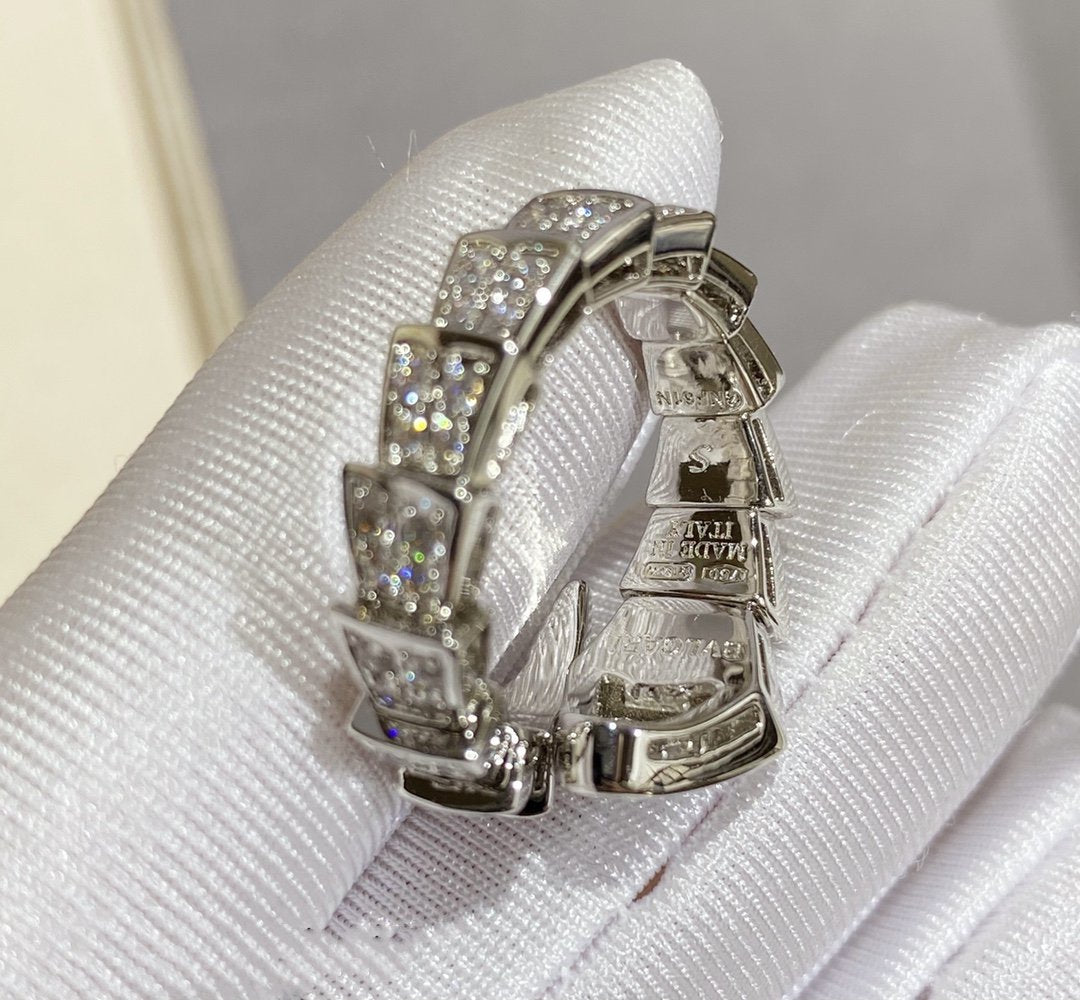 [Dawnora Jewelry]SERPENTI LARGE RING SILVER DIAMOND PAVED
