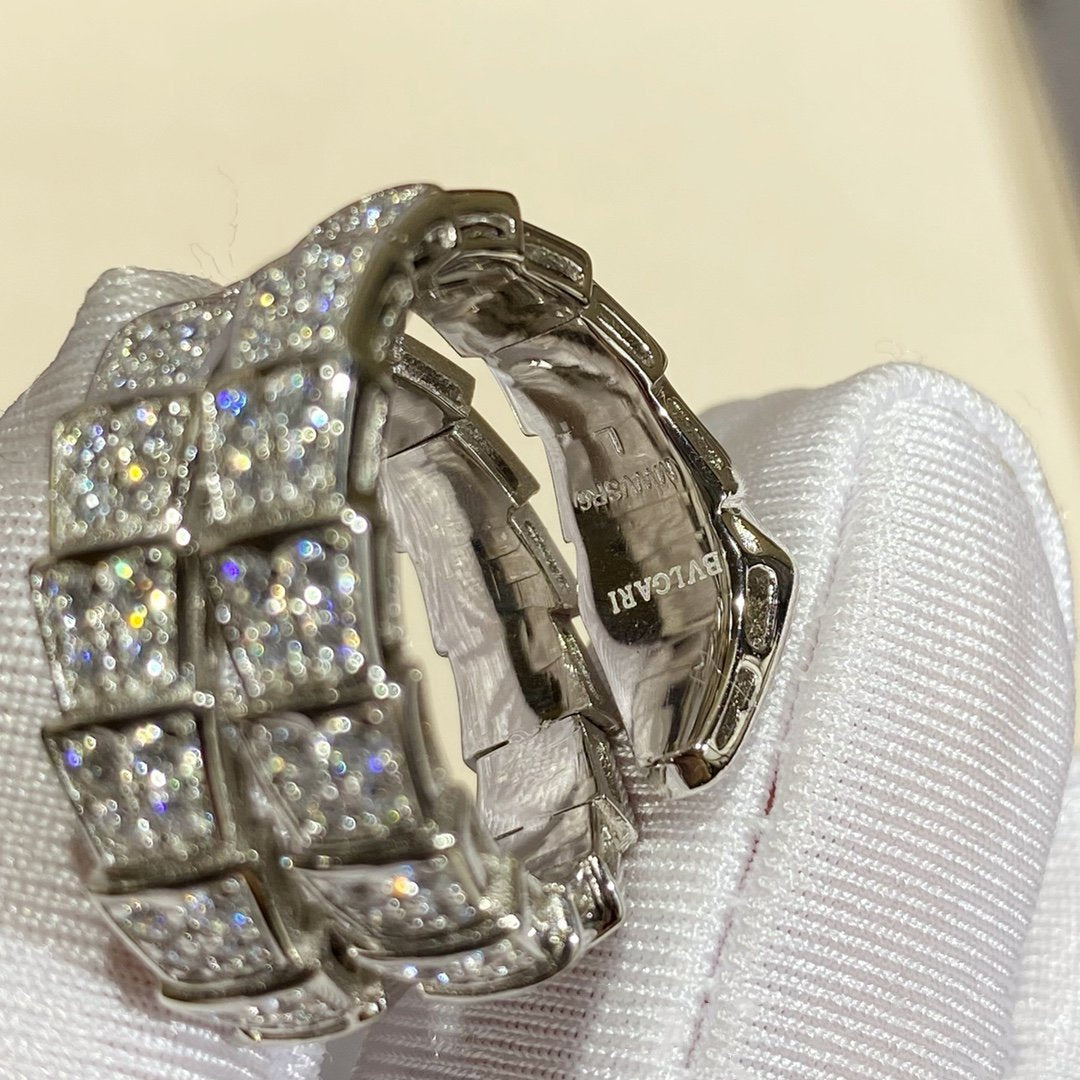 [Dawnora Jewelry]SERPENTI DOUBLE RING SILVER DIAMOND PAVED