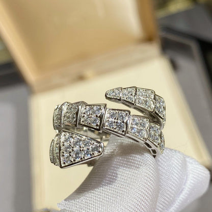[Dawnora Jewelry]SERPENTI DOUBLE RING SILVER DIAMOND PAVED