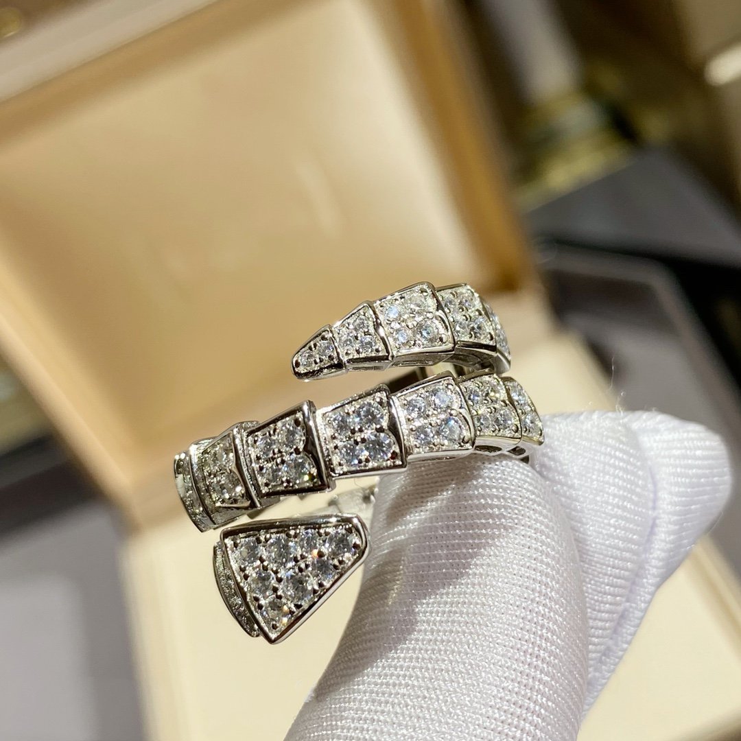 [Dawnora Jewelry]SERPENTI DOUBLE RING SILVER DIAMOND PAVED