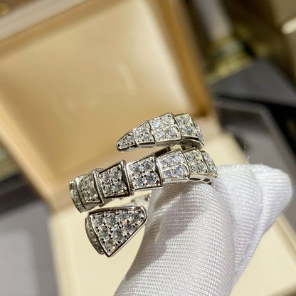 [Dawnora Jewelry]SERPENTI DOUBLE RING SILVER DIAMOND PAVED