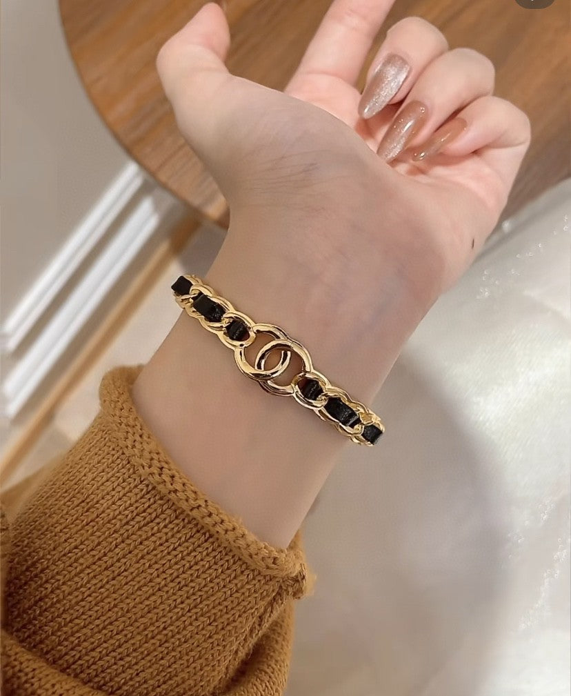 [Dawnora Jewelry]Double C Open Bangle