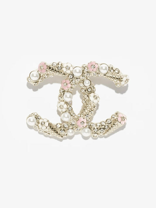 [Dawnora Jewelry]26C Pink-White Enamel Ice Cream Cone Double C Brooch