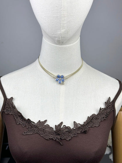 [Dawnora Jewelry]New Blue Floral Double-Layer Necklace