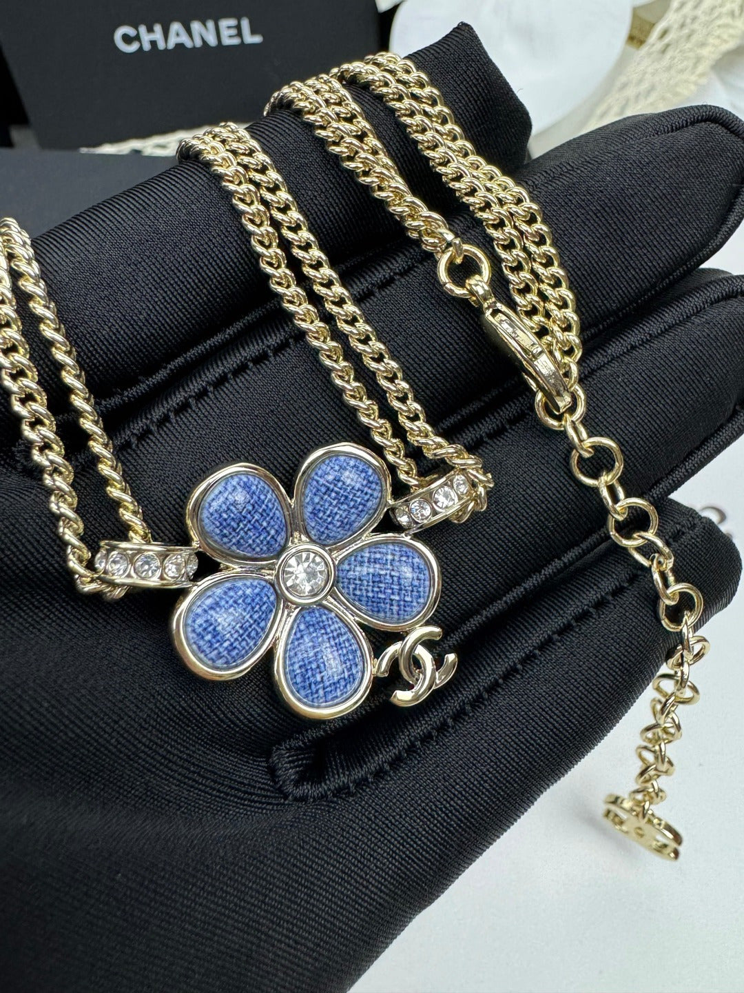 [Dawnora Jewelry]New Blue Floral Double-Layer Necklace