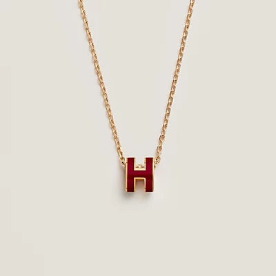 [Dawnora Jewelry]HM CLIC RED ENAMEL GOLD NECKLACE