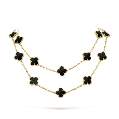 [Dawnora Jewelry]CLOVER 20 MOTIFS ONYX NECKLACE