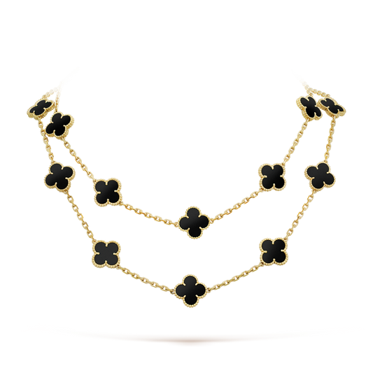 [Dawnora Jewelry]CLOVER 20 MOTIFS ONYX NECKLACE