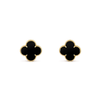 [Dawnora Jewelry]CLOVER MEDIUM 1 MOTIFS  ONYX STUD EARRINGS