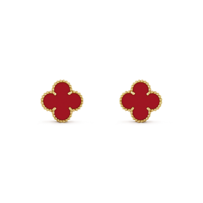 [Dawnora Jewelry]CLOVER MINI 9.5MM CARNELIAN EARRINGS