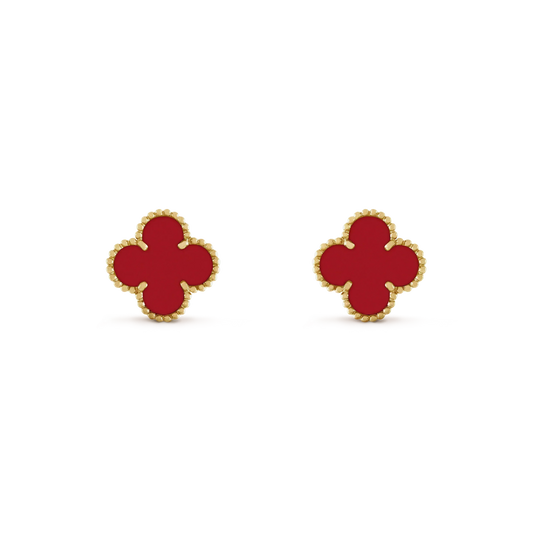 [Dawnora Jewelry]CLOVER MINI 9.5MM CARNELIAN EARRINGS