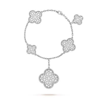 [Dawnora Jewelry]CLOVER 6 MOTIFS SILVER DIAMOND BRACELET