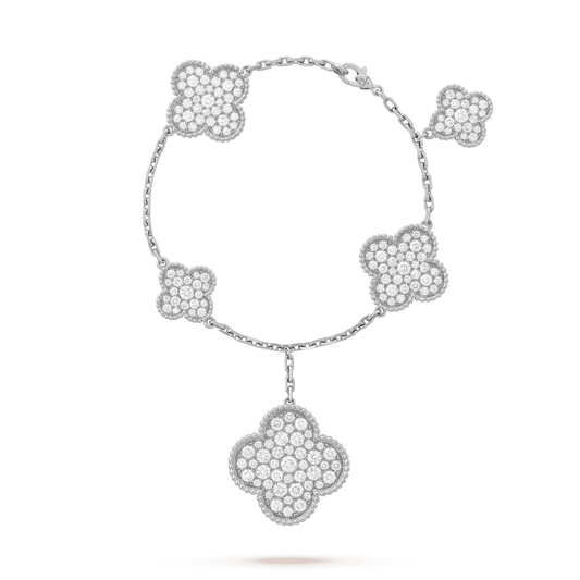 [Dawnora Jewelry]CLOVER 6 MOTIFS SILVER DIAMOND BRACELET