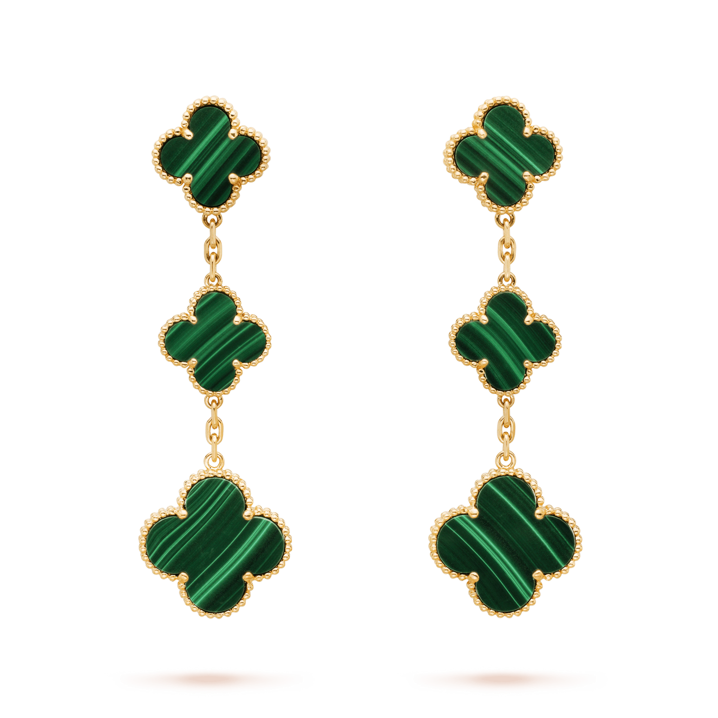 [Dawnora Jewelry]CLOVER MALACHITE 3 MOTIFS GOLD