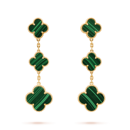[Dawnora Jewelry]CLOVER MALACHITE 3 MOTIFS GOLD