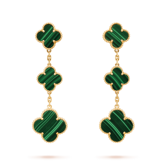 [Dawnora Jewelry]CLOVER MALACHITE 3 MOTIFS GOLD