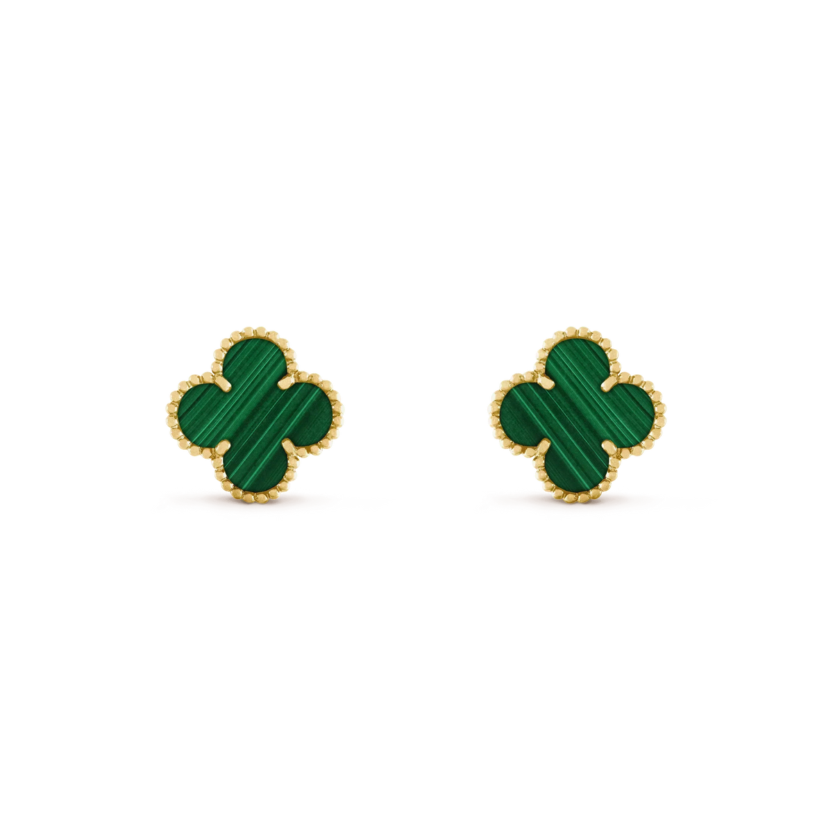 [Dawnora Jewelry]CLOVER MEDIUM 1 MOTIFS MALACHITE  EARRINGS