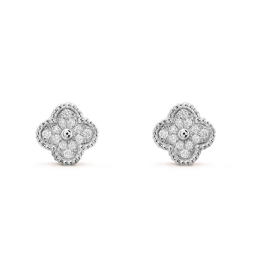 [Dawnora Jewelry]CLOVER MINI DIAMOND STUD EARRINGS