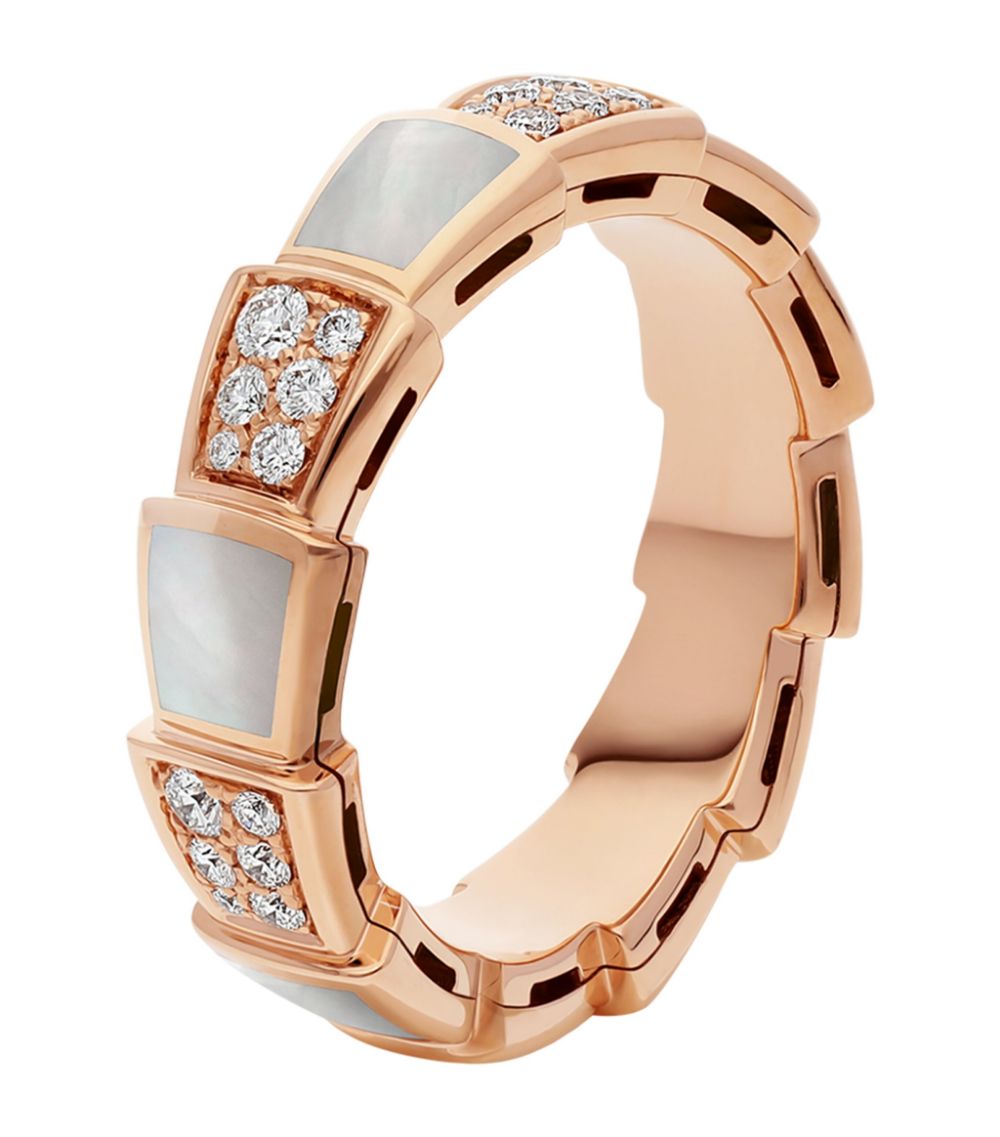 [Dawnora Jewelry]SERPENTI RING PINK GOLD MOP DIAMOND PAVED 4MM