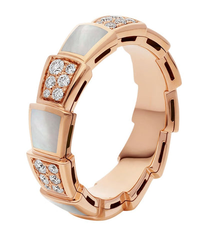 [Dawnora Jewelry]SERPENTI RING PINK GOLD MOP DIAMOND PAVED 4MM