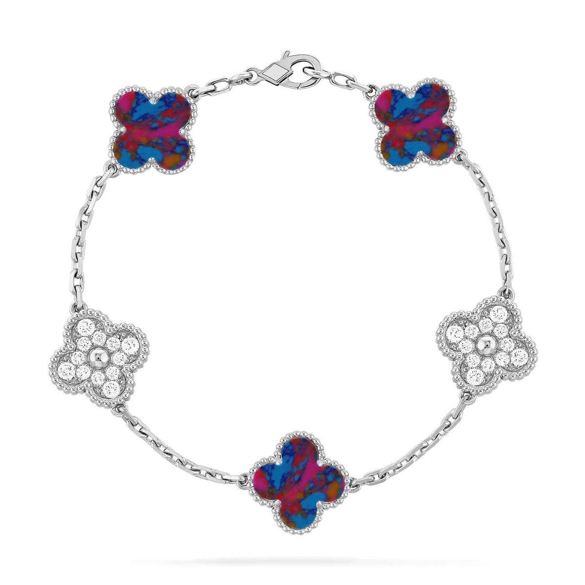 [Dawnora Jewelry]CLOVER 5 MOTIF COLOR GEMSTONES BRACELET COLLECTION
