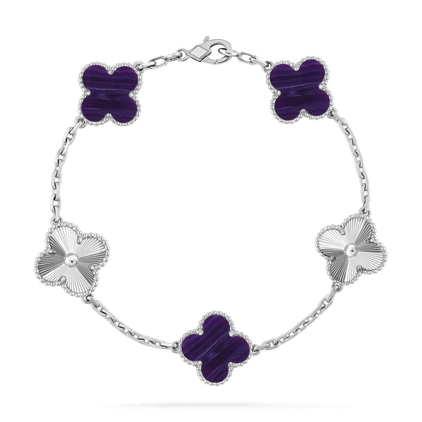 [Dawnora Jewelry]CLOVER 5 MOTIF PURPLE STRIPES BRACELET COLLECTION